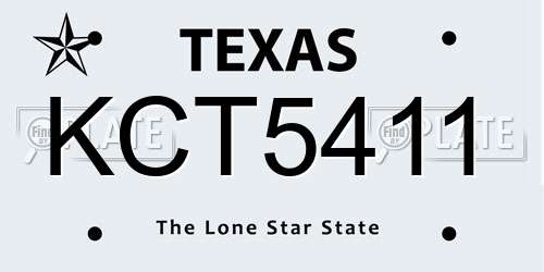 KCT5411 Texas License Plate