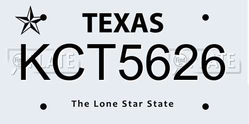 KCT5626 Texas License Plate