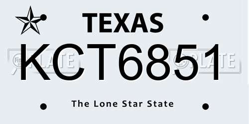 KCT6851 Texas License Plate