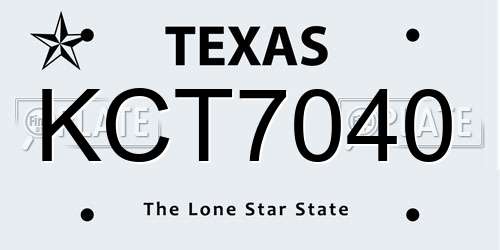 KCT7040 Texas License Plate