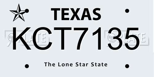 KCT7135 Texas License Plate