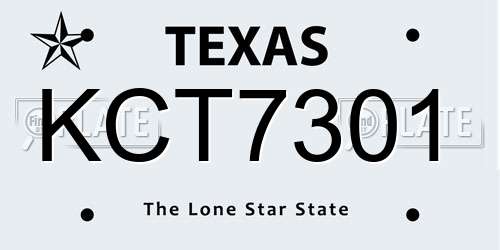 KCT7301 Texas License Plate