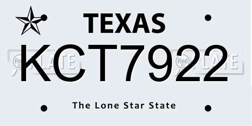 KCT7922 Texas License Plate