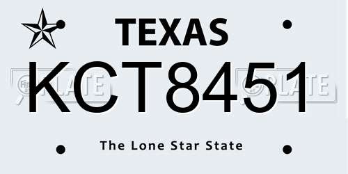 KCT8451 Texas License Plate