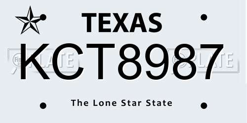 KCT8987 Texas License Plate