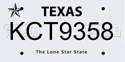KCT9358 Texas License Plate
