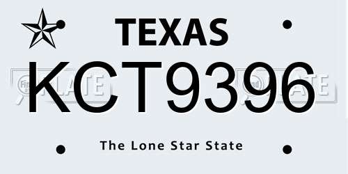 KCT9396 Texas License Plate