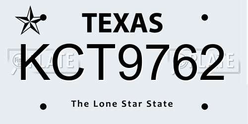 KCT9762 Texas License Plate