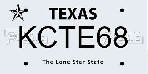 KCTE68 Texas License Plate