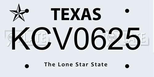 KCV0625 Texas License Plate