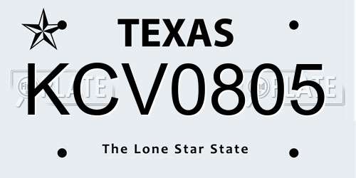 KCV0805 Texas License Plate