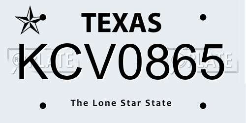 KCV0865 Texas License Plate