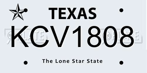 KCV1808 Texas License Plate