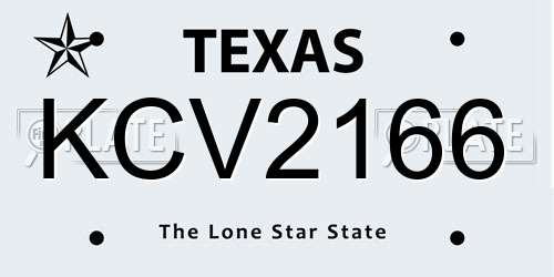 KCV2166 Texas License Plate