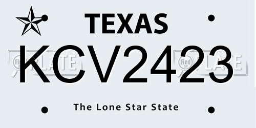KCV2423 Texas License Plate