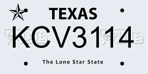 KCV3114 Texas License Plate