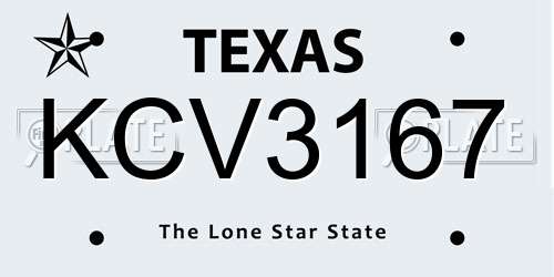 KCV3167 Texas License Plate