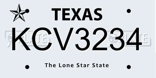 KCV3234 Texas License Plate