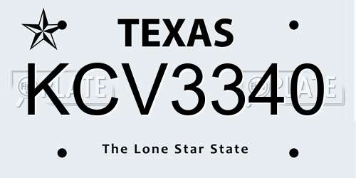 KCV3340 Texas License Plate