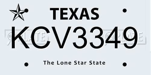 KCV3349 Texas License Plate
