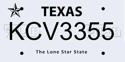 KCV3355 Texas License Plate