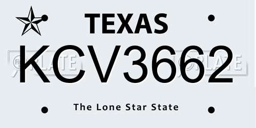 KCV3662 Texas License Plate