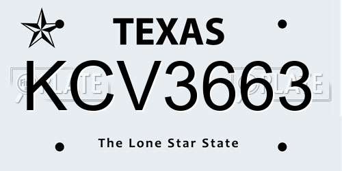 KCV3663 Texas License Plate