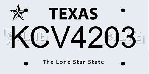 KCV4203 Texas License Plate