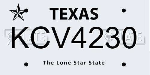 KCV4230 Texas License Plate