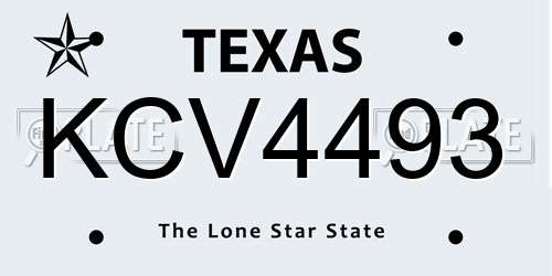 KCV4493 Texas License Plate