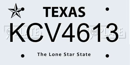 KCV4613 Texas License Plate