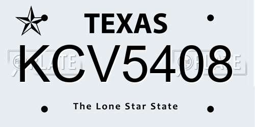KCV5408 Texas License Plate