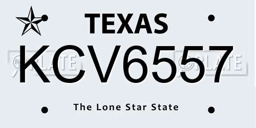 KCV6557 Texas License Plate