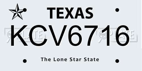 KCV6716 Texas License Plate