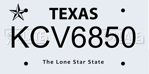KCV6850 Texas License Plate