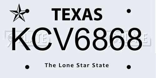 KCV6868 Texas License Plate