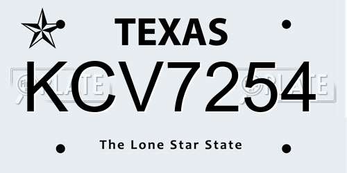 KCV7254 Texas License Plate