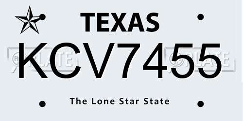 KCV7455 Texas License Plate