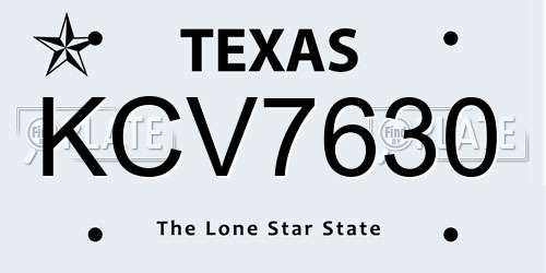 KCV7630 Texas License Plate