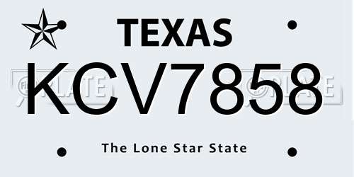 KCV7858 Texas License Plate