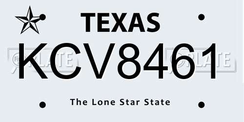 KCV8461 Texas License Plate