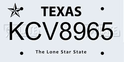 KCV8965 Texas License Plate