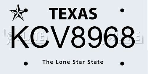 KCV8968 Texas License Plate