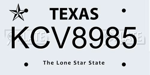 KCV8985 Texas License Plate