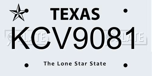 KCV9081 Texas License Plate