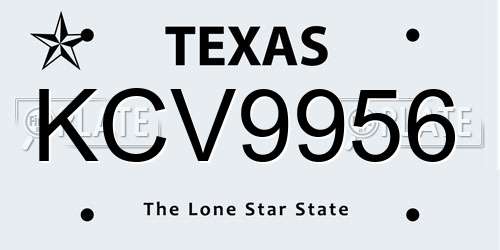 KCV9956 Texas License Plate