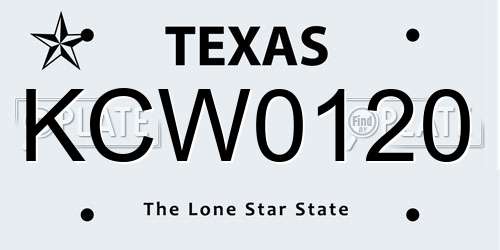KCW0120 Texas License Plate