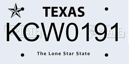 KCW0191 Texas License Plate