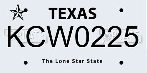 KCW0225 Texas License Plate