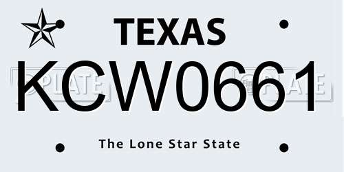 KCW0661 Texas License Plate